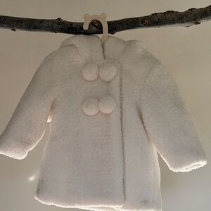 NWT Tartine et Chocolat Baby Faux Fur Pom Pom Coat Sz 1A (12 mos)